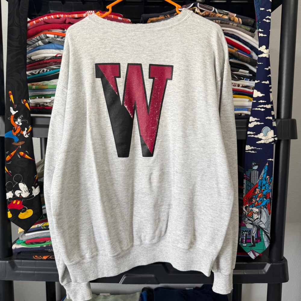 90s Heather Gray Champion Wesleyan University Sweatshirt XL Minor Thrashing